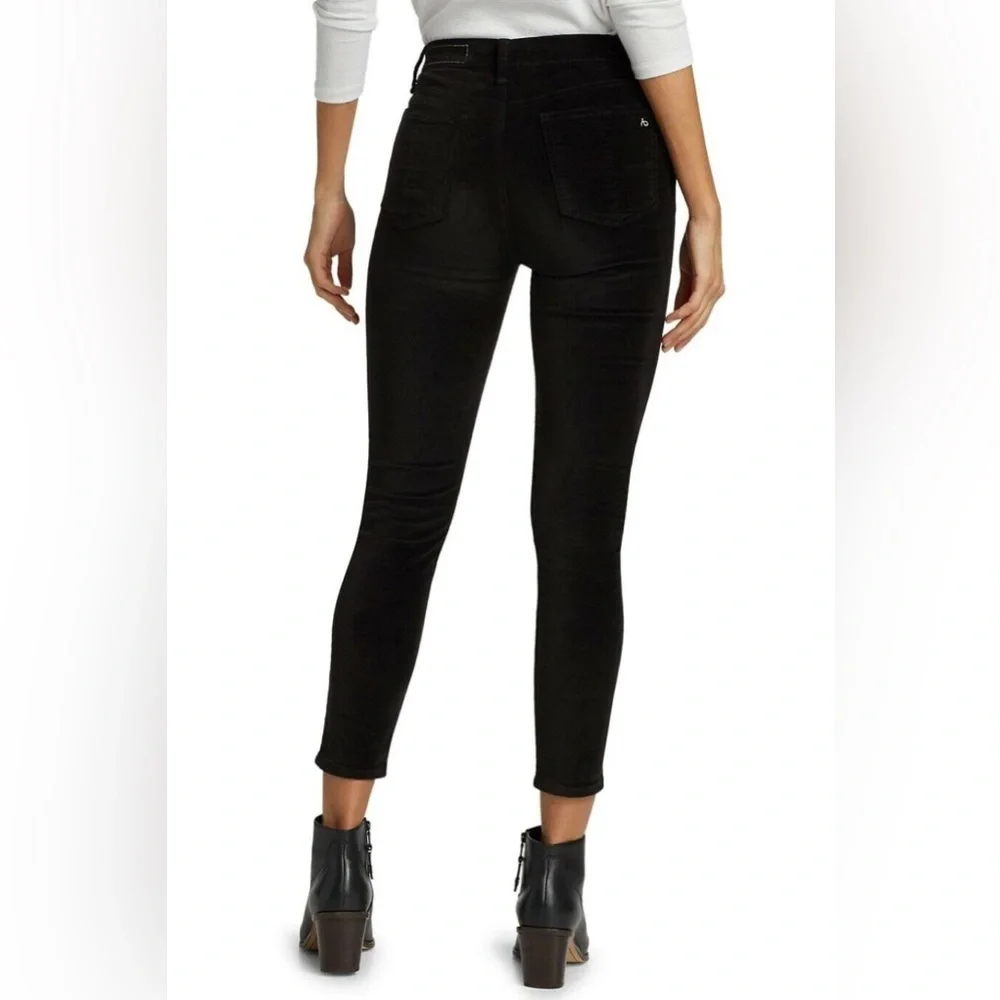 Rag & Bone Nina High Rise Ankle Skinny Black Velvet Pants Size 26